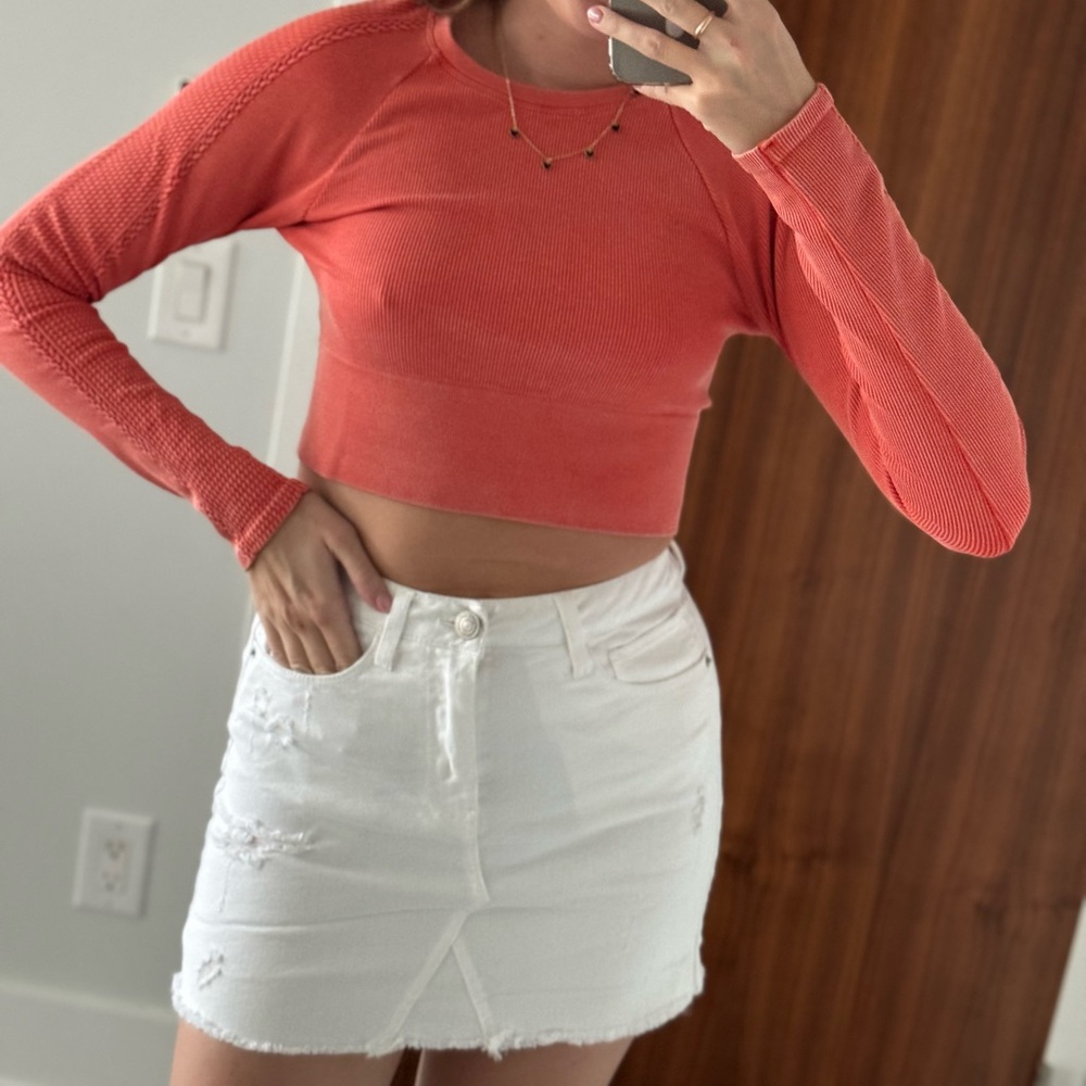 Denim white mini skirt